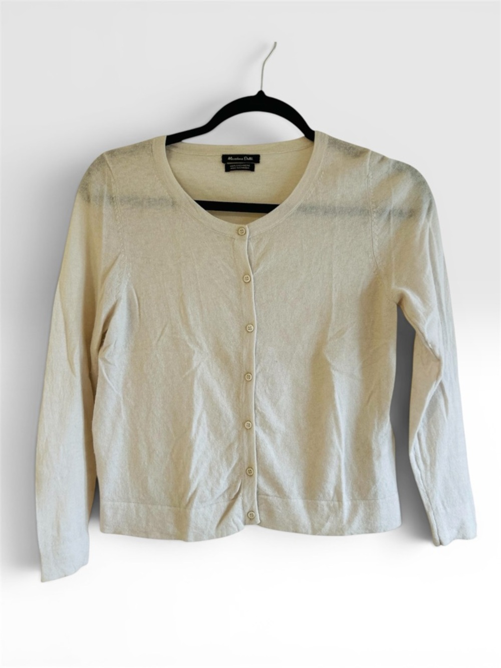 Massimo Dutti Cashmere Crewneck Cardigan ivory S